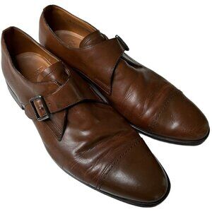 Bally Leather Shoes Size 7.5 D Mens Brown Monk Strap Buckle Cap Toe Leather